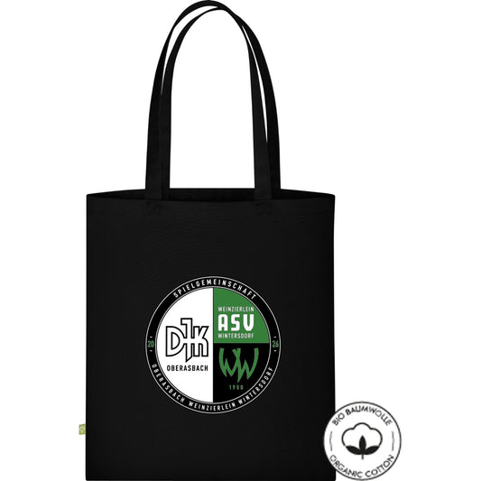 Stofftasche lange Henkel Bio Baumwolle WM801 – Vereinslogo mittig groß Black Vorderseite