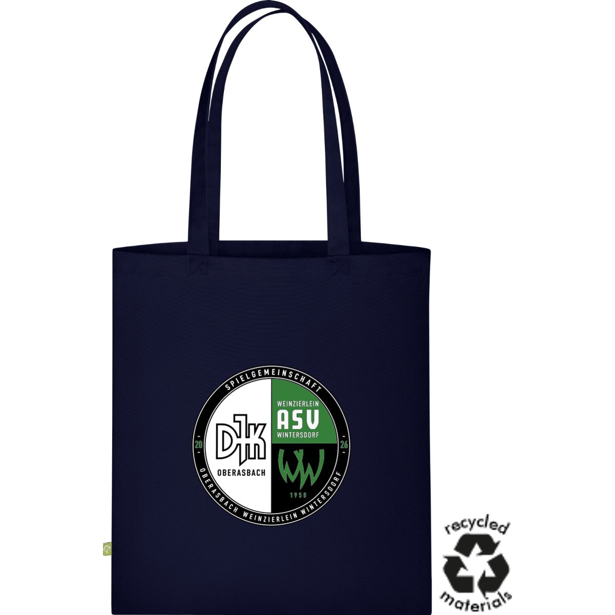 Stofftasche aus recycelten Materialien XT650 – Vereinslogo mittig groß Navy Vorderseite