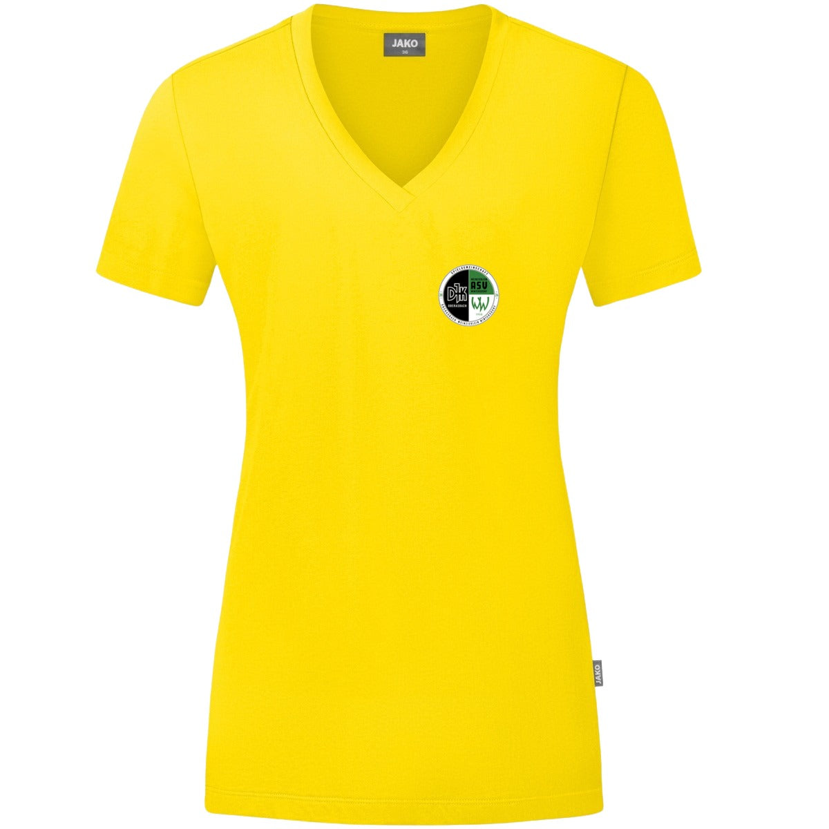 JAKO Damen T-Shirt Organic C6120W – Vereinslogo herzseitig Citro Vorderseite