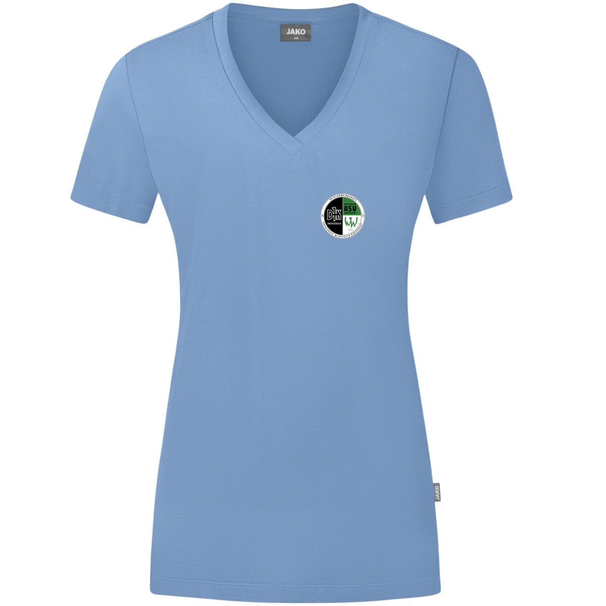 JAKO Damen T-Shirt Organic C6120W – Vereinslogo herzseitig Eisblau Vorderseite