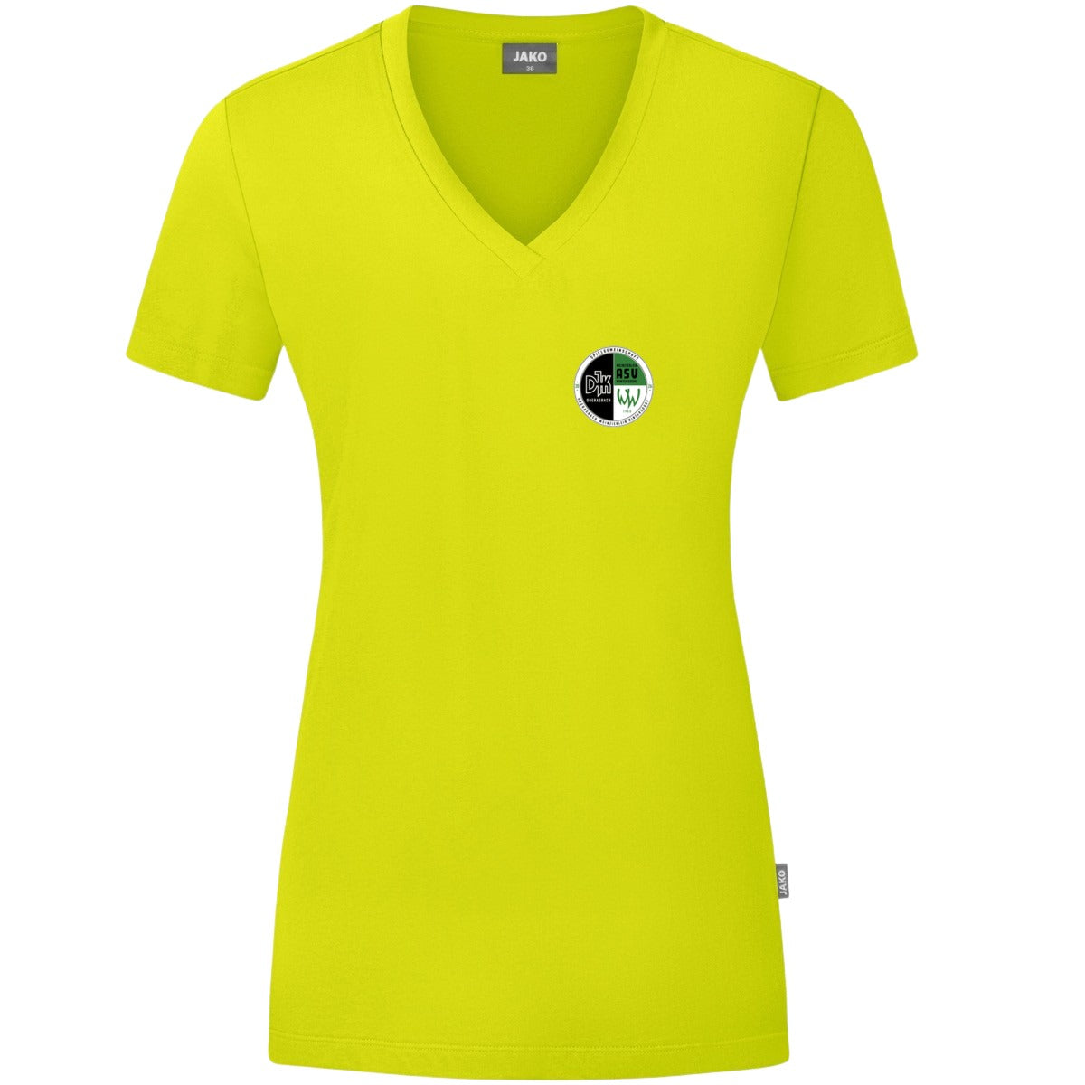 JAKO Damen T-Shirt Organic C6120W – Vereinslogo herzseitig Lime Vorderseite
