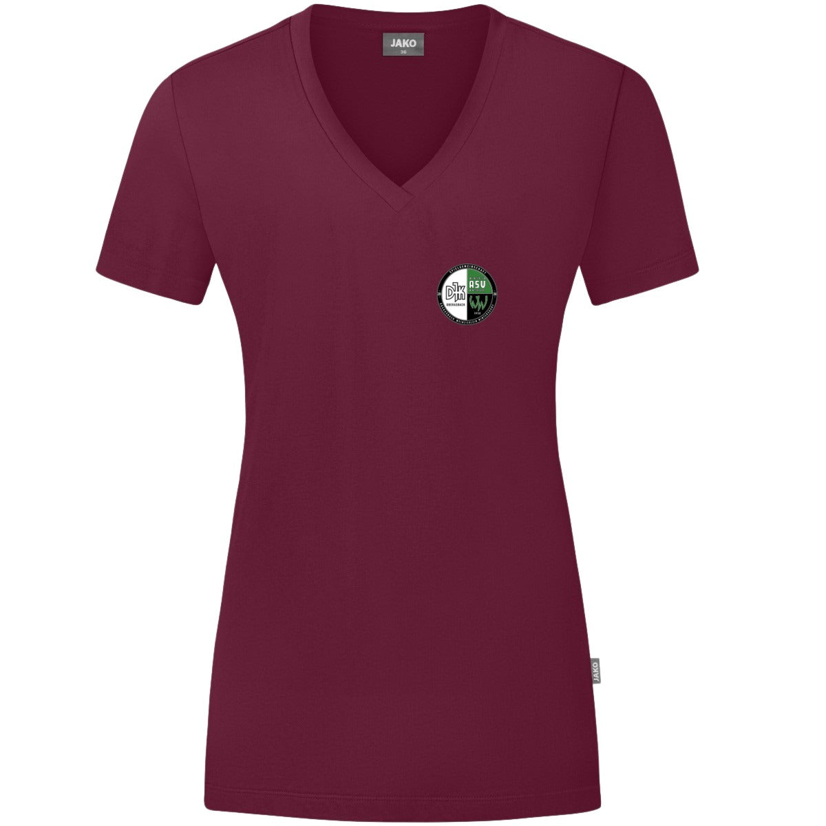 JAKO Damen T-Shirt Organic C6120W – Vereinslogo herzseitig Maroon Vorderseite