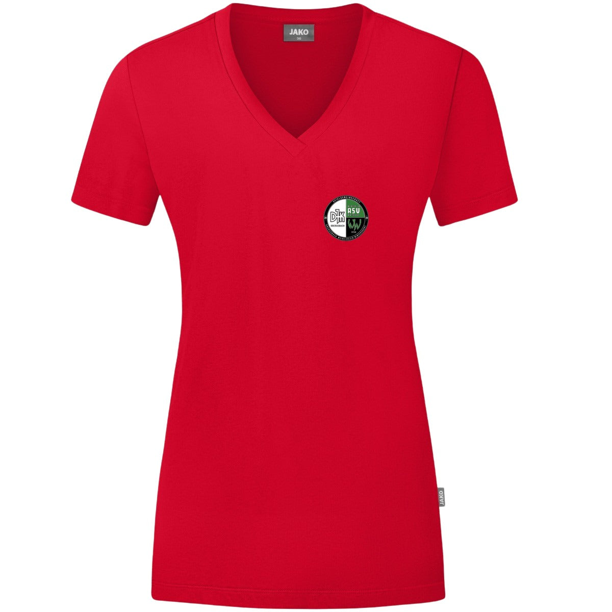 JAKO Damen T-Shirt Organic C6120W – Vereinslogo herzseitig Rot Vorderseite