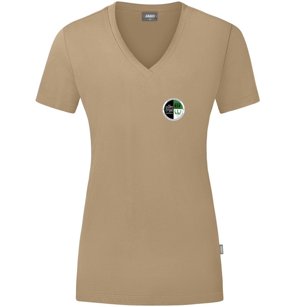 JAKO Damen T-Shirt Organic C6120W – Vereinslogo herzseitig Sand Vorderseite