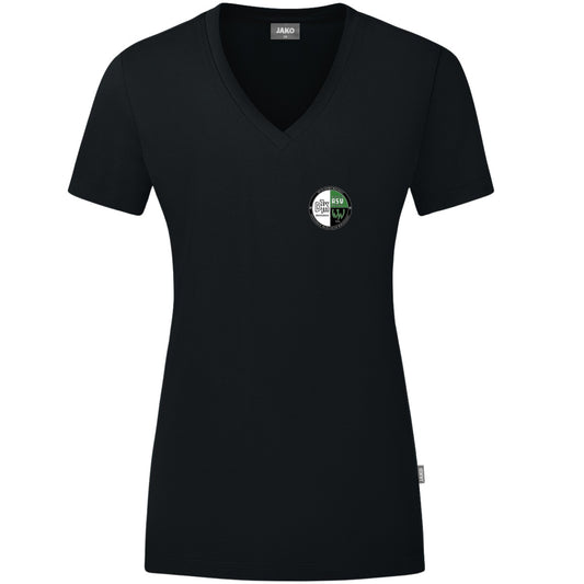 JAKO Damen T-Shirt Organic C6120W – Vereinslogo herzseitig Schwarz Vorderseite