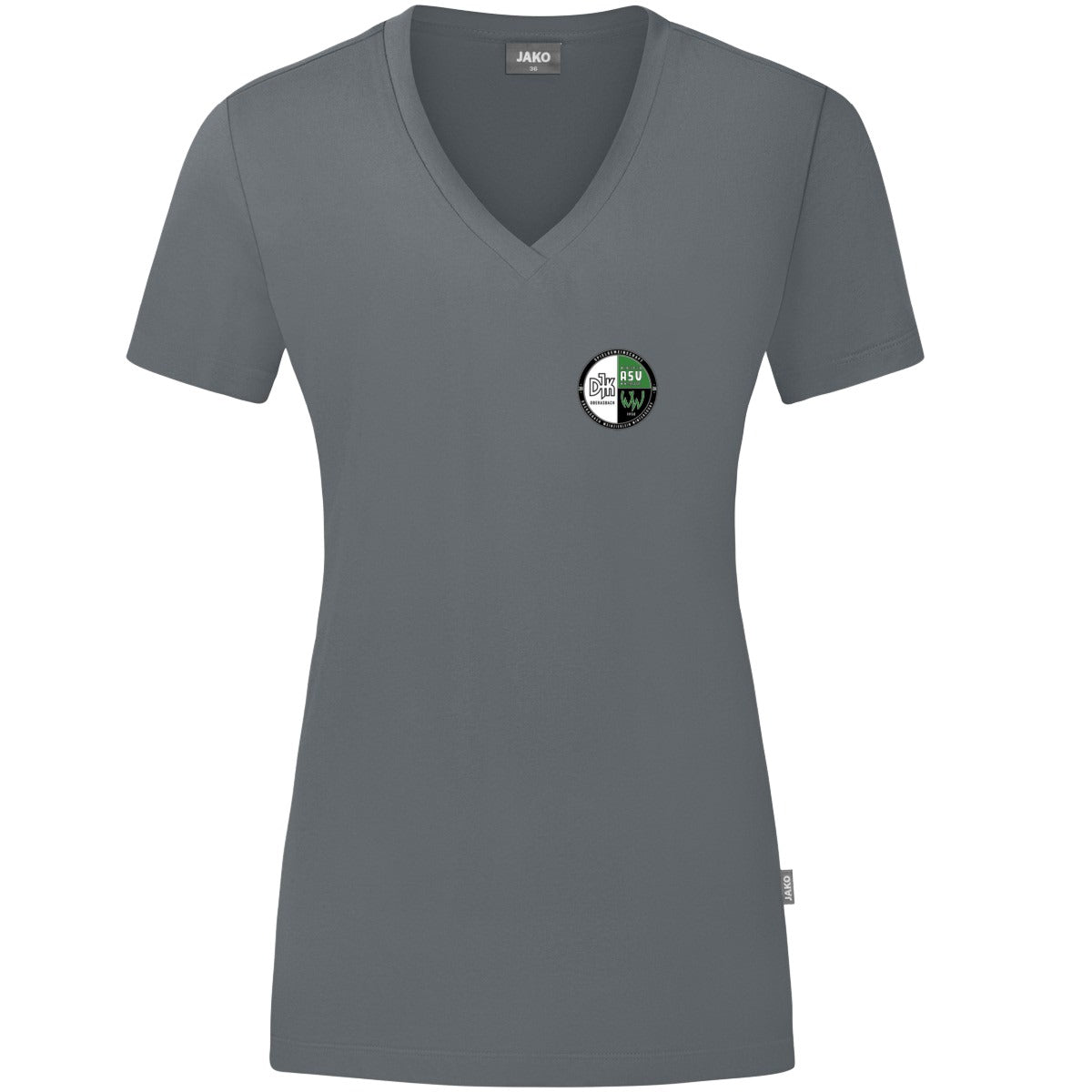 JAKO Damen T-Shirt Organic C6120W – Vereinslogo herzseitig Steingrau Vorderseite