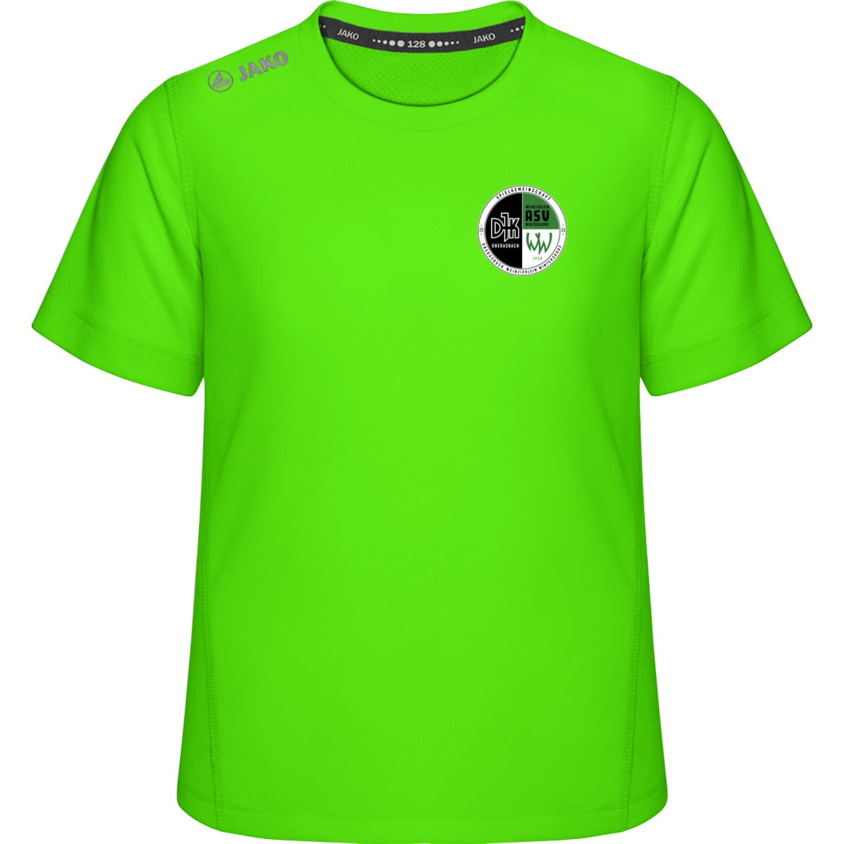 Premium Laufshirt Run 2.0 Kinder 6175K – Vereinslogo herzseitig Neongruen Vorderseite