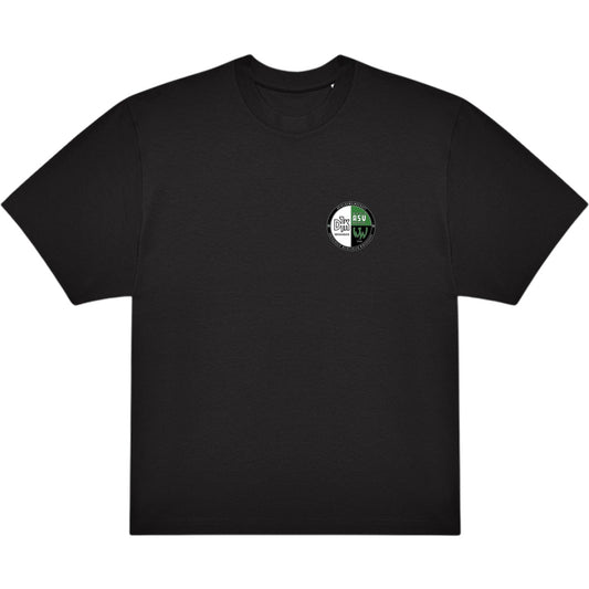 Schweres Oversize T-Shirt Unisex #E220 TG001 – Vereinslogo herzseitig Black Vorderseite