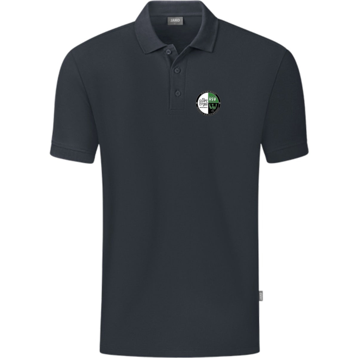 JAKO Polo Organic C6320 – Vereinslogo herzseitig Anthrazit Vorderseite
