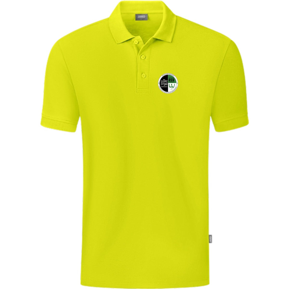 JAKO Polo Organic C6320 – Vereinslogo herzseitig Lime Vorderseite