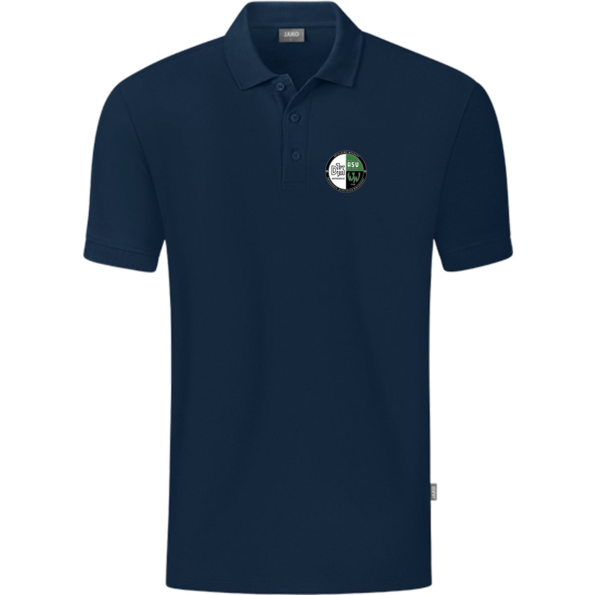 JAKO Polo Organic C6320 – Vereinslogo herzseitig Marine Vorderseite