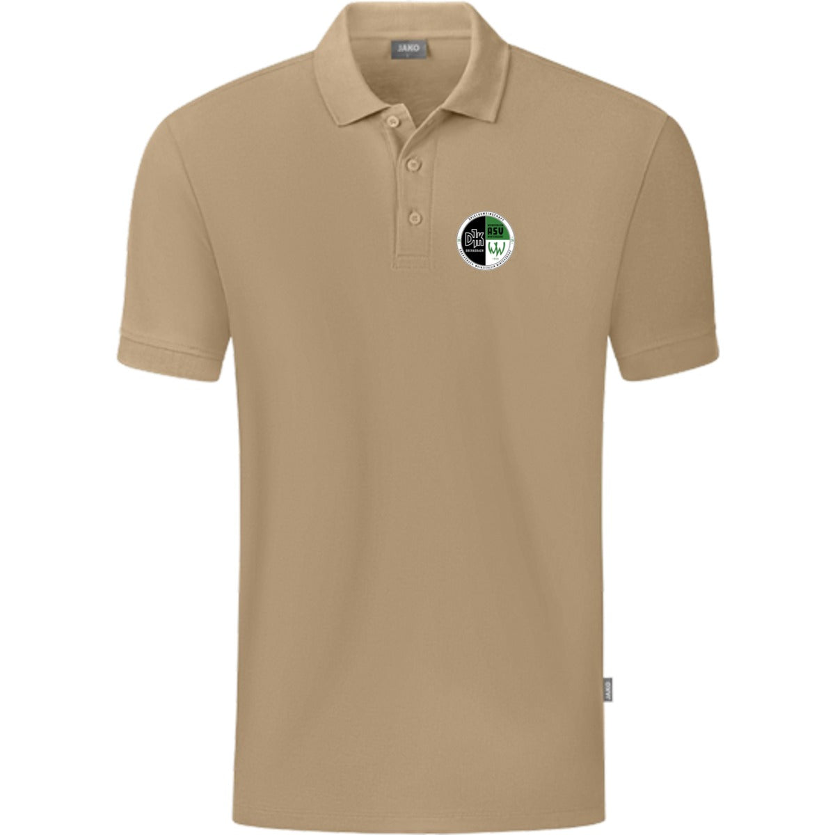 JAKO Polo Organic C6320 – Vereinslogo herzseitig Sand Vorderseite