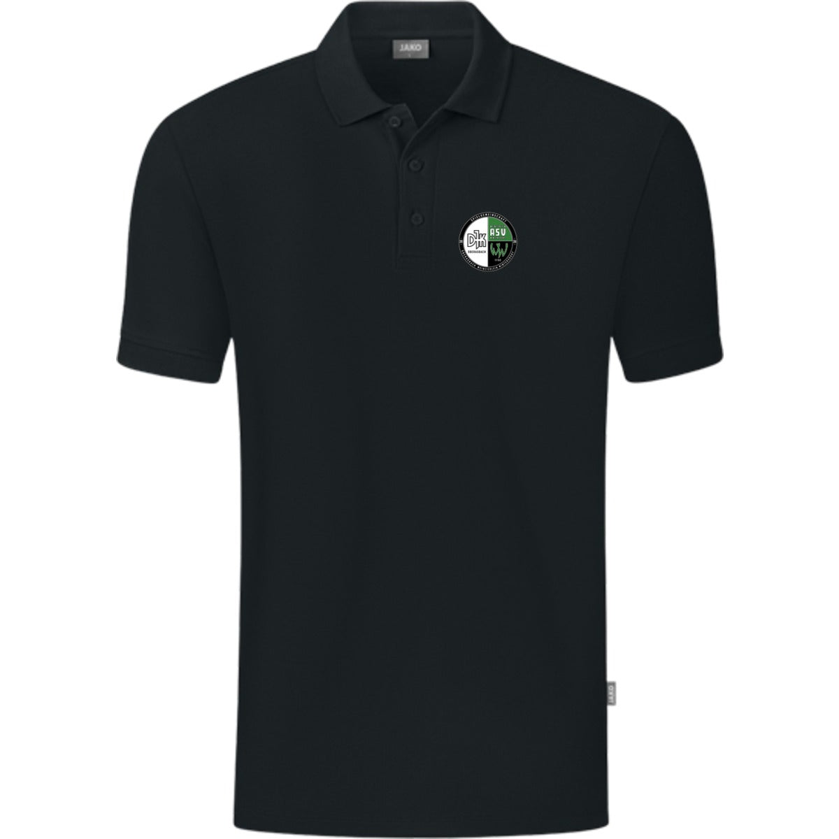 JAKO Polo Organic C6320 – Vereinslogo herzseitig Schwarz Vorderseite