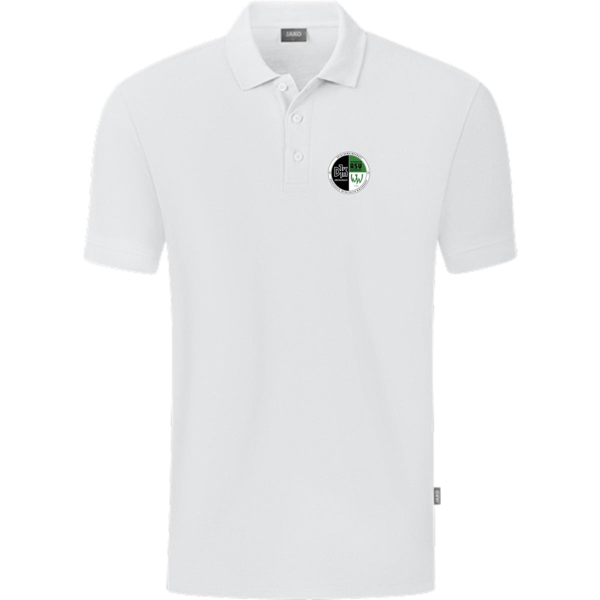 JAKO Polo Organic C6320 – Vereinslogo herzseitig Weiß Vorderseite