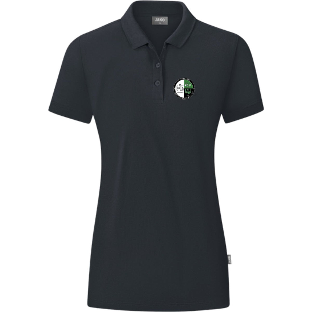 JAKO Polo Organic C6320W – Vereinslogo herzseitig Anthrazit Vorderseite
