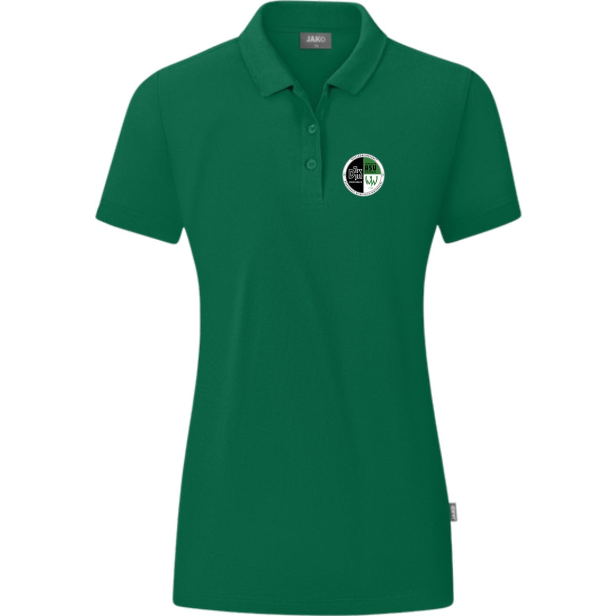 JAKO Polo Organic C6320W – Vereinslogo herzseitig Grün Vorderseite
