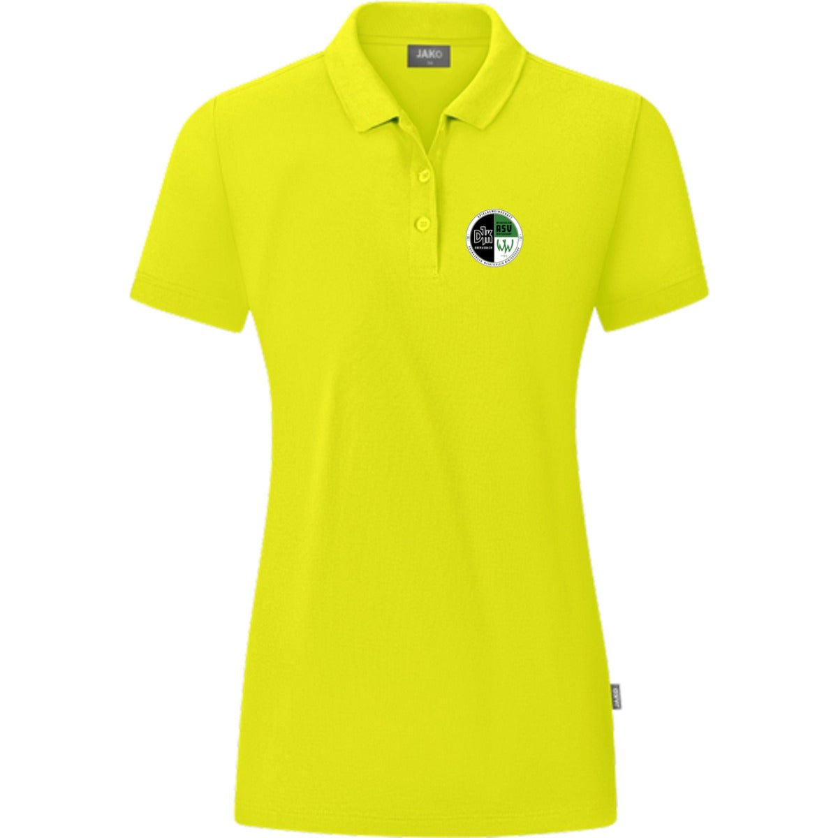 JAKO Polo Organic C6320W – Vereinslogo herzseitig Lime Vorderseite