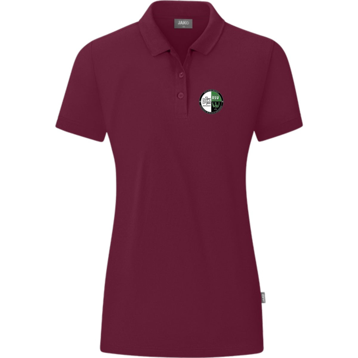 JAKO Polo Organic C6320W – Vereinslogo herzseitig Maroon Vorderseite