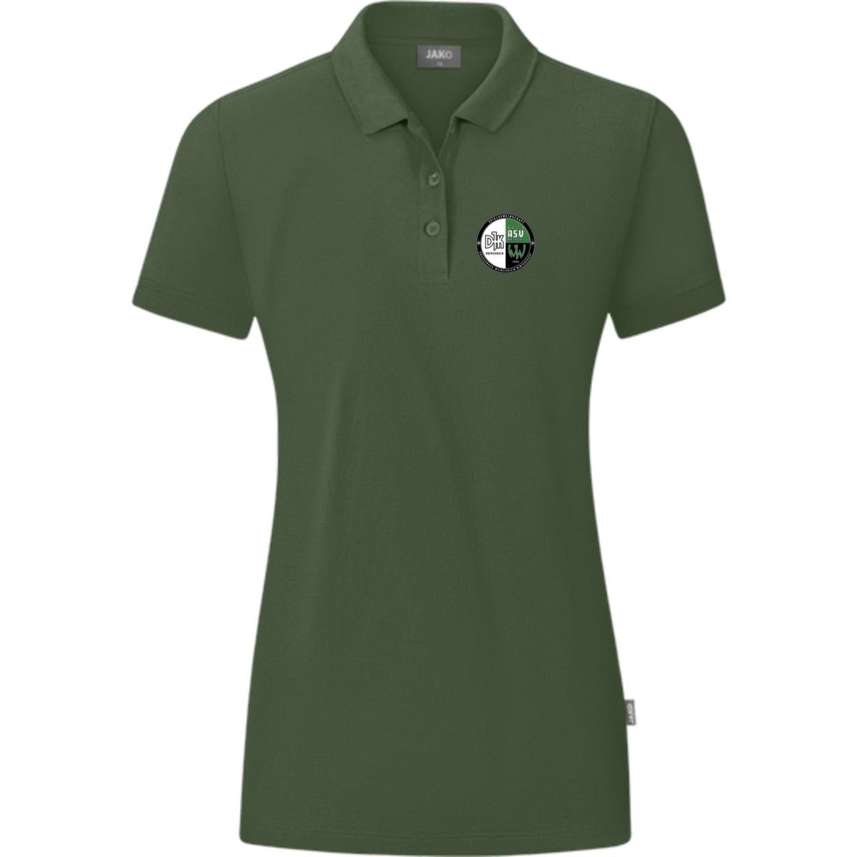 JAKO Polo Organic C6320W – Vereinslogo herzseitig Oliv Vorderseite