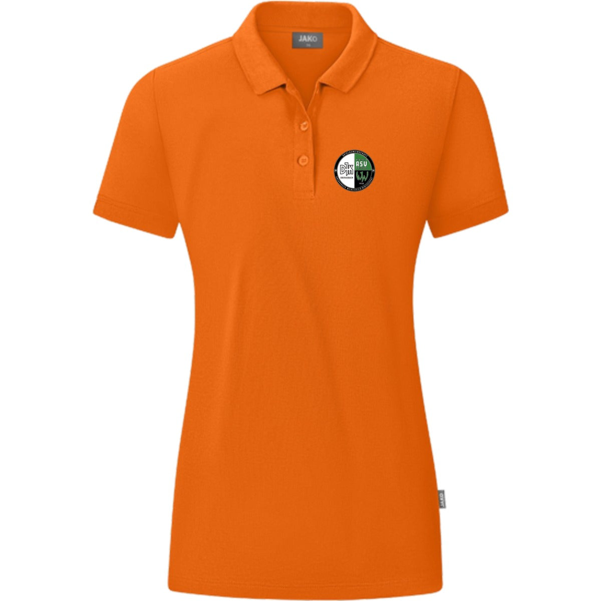 JAKO Polo Organic C6320W – Vereinslogo herzseitig Orange Vorderseite