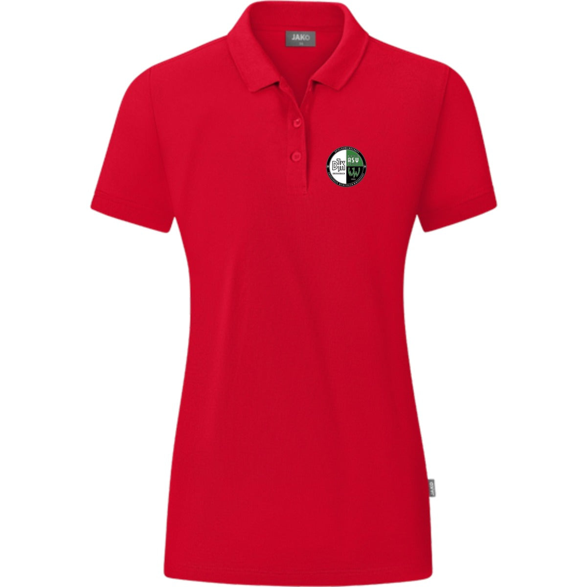 JAKO Polo Organic C6320W – Vereinslogo herzseitig Rot Vorderseite