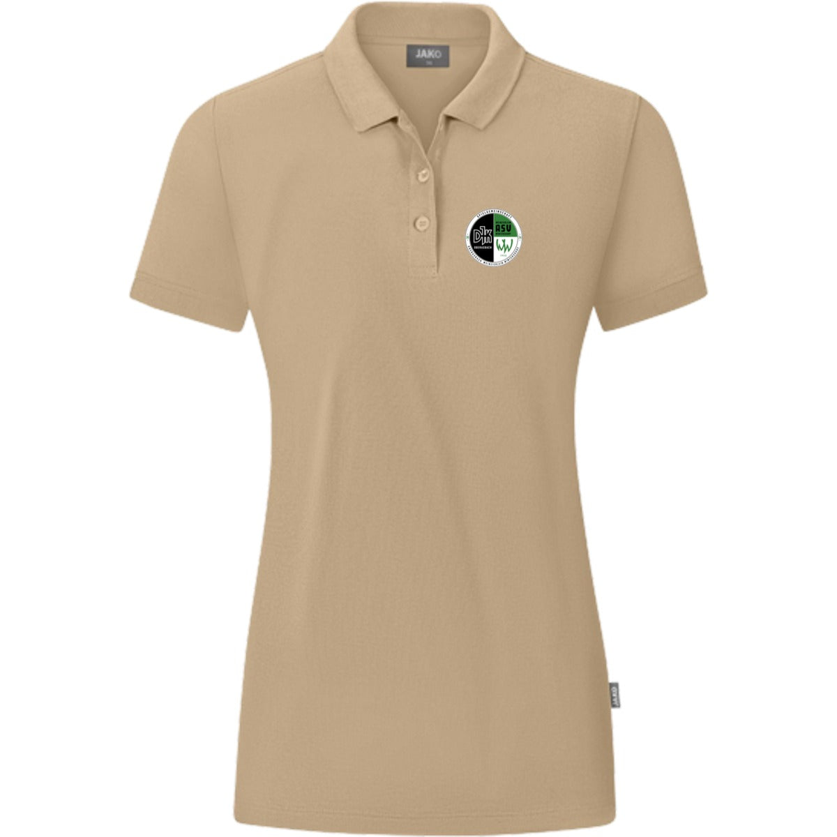 JAKO Polo Organic C6320W – Vereinslogo herzseitig Sand Vorderseite