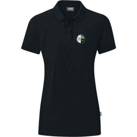 JAKO Polo Organic C6320W – Vereinslogo herzseitig Schwarz Vorderseite