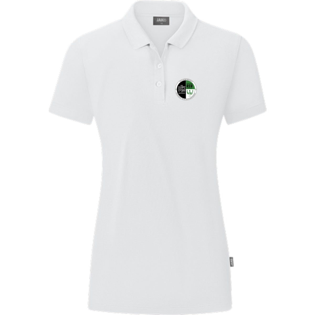 JAKO Polo Organic C6320W – Vereinslogo herzseitig Weiß Vorderseite