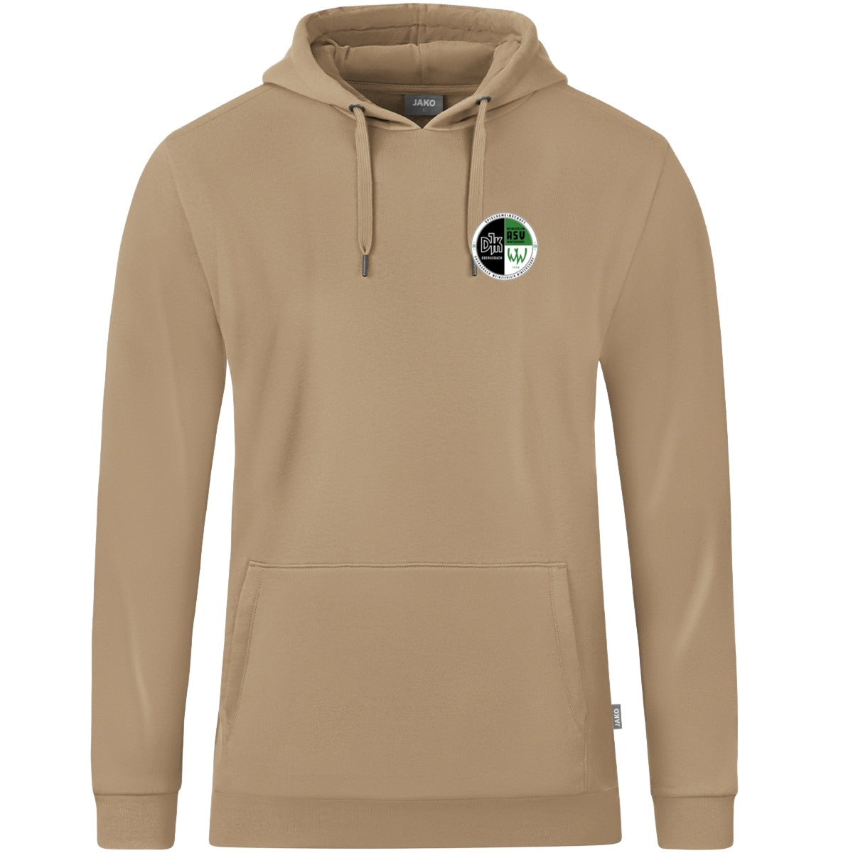 JAKO Kapuzensweat Organic C6720 – Vereinslogo herzseitig Sand Vorderseite