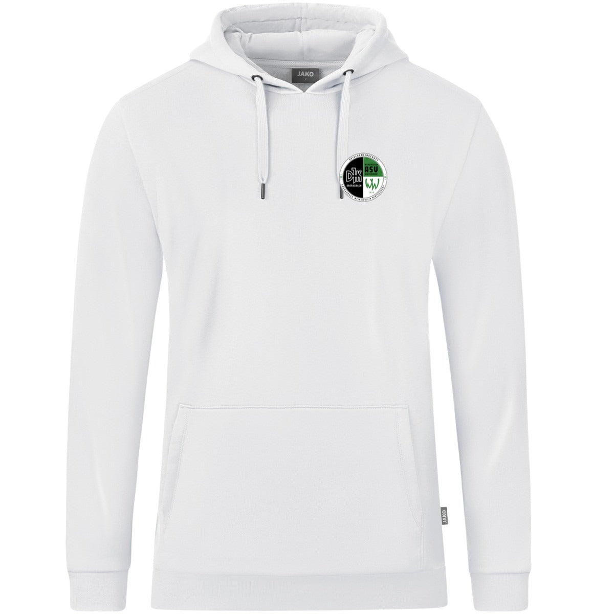 JAKO Kapuzensweat Organic C6720 – Vereinslogo herzseitig Weiß Vorderseite