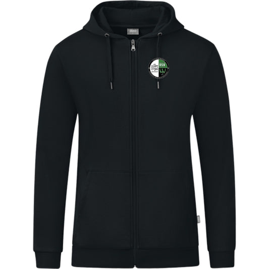 JAKO Kapuzenjacke Organic C6820 – Vereinslogo herzseitig Schwarz Vorderseite