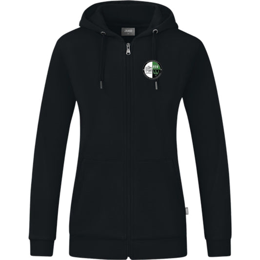 JAKO Kapuzenjacke Organic C6820W – Vereinslogo herzseitig Schwarz Vorderseite