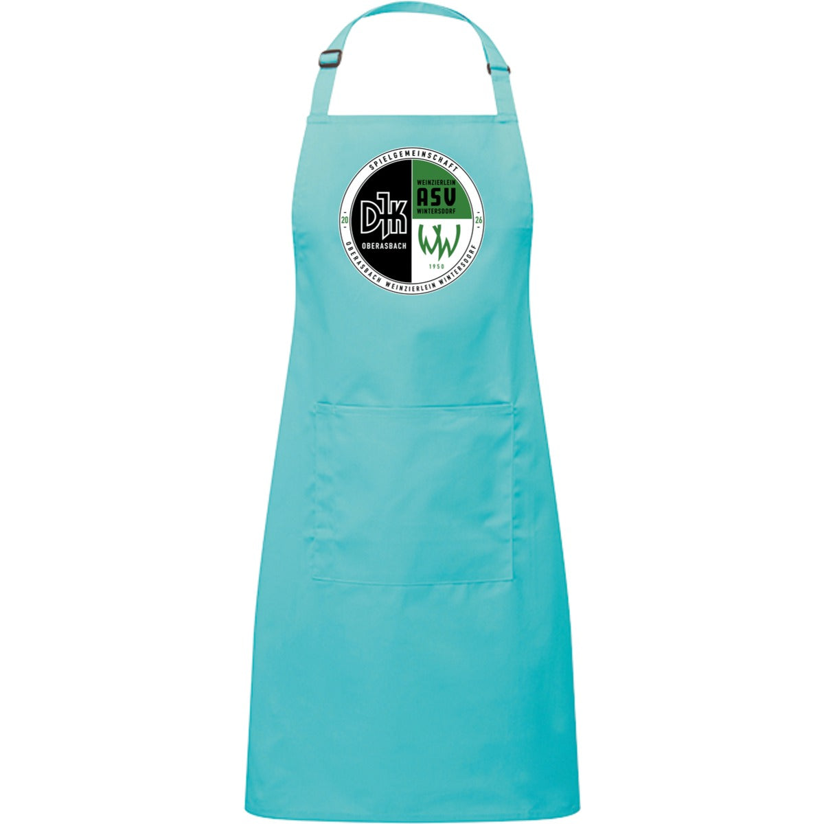 Kochschürze mit Tasche PR154 – Vereinslogo mittig groß Duck Egg Blue Vorderseite