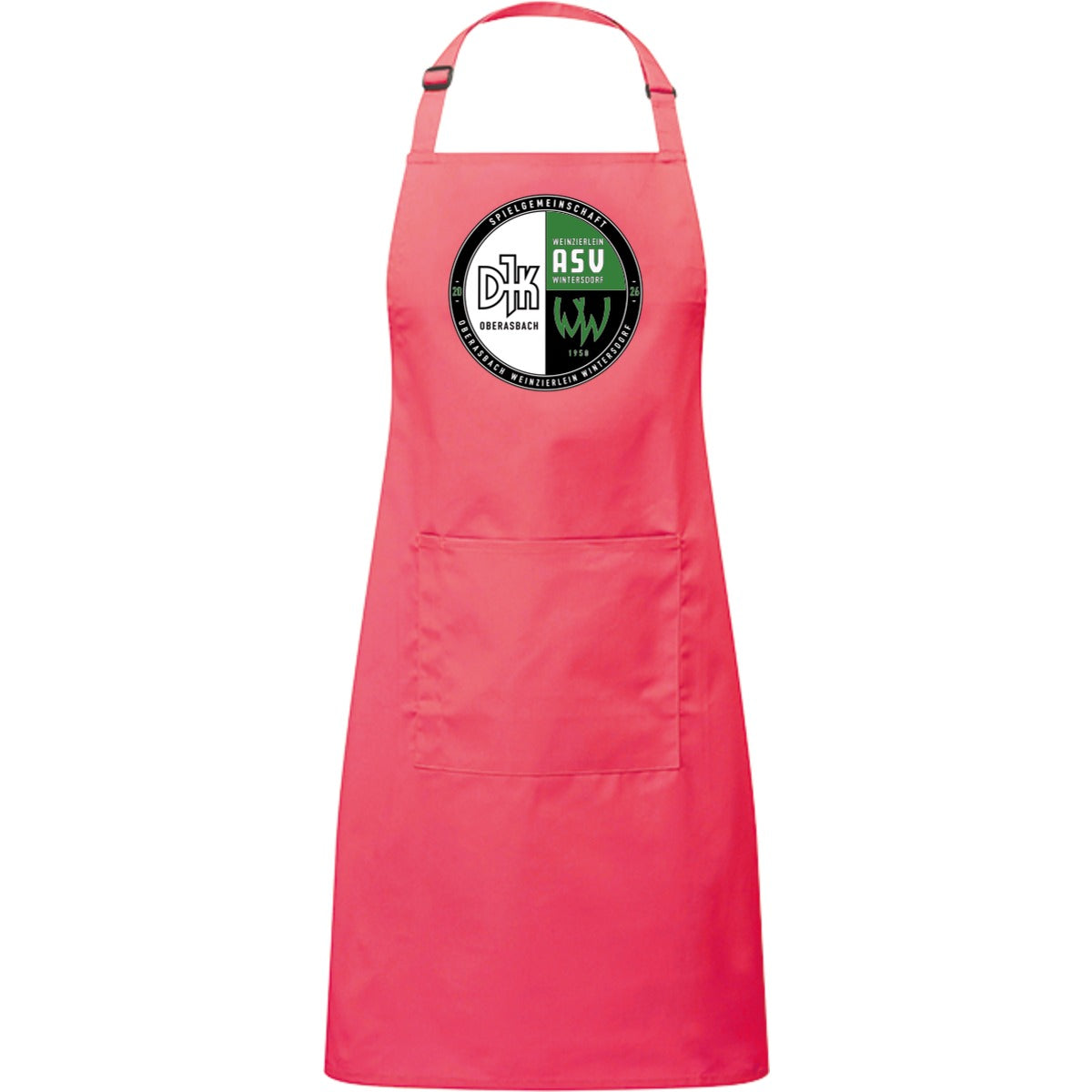 Kochschürze mit Tasche PR154 – Vereinslogo mittig groß Fuchsia Vorderseite