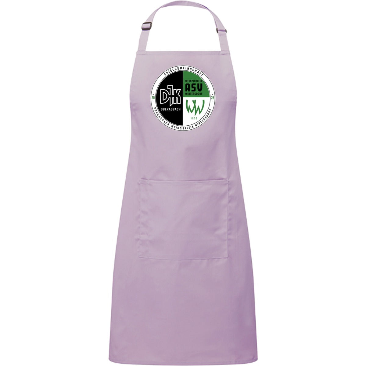 Kochschürze mit Tasche PR154 – Vereinslogo mittig groß Lilac Vorderseite