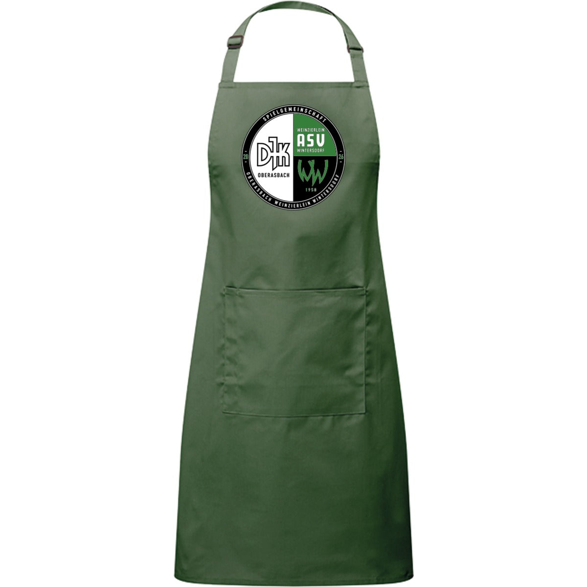Kochschürze mit Tasche PR154 – Vereinslogo mittig groß Moss Green Vorderseite