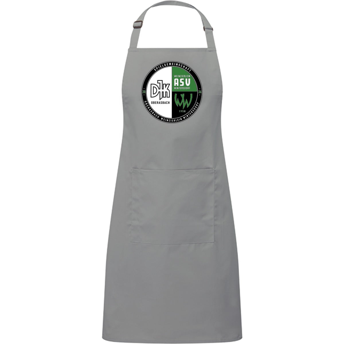 Kochschürze mit Tasche PR154 – Vereinslogo mittig groß Pale Grey Silver Vorderseite