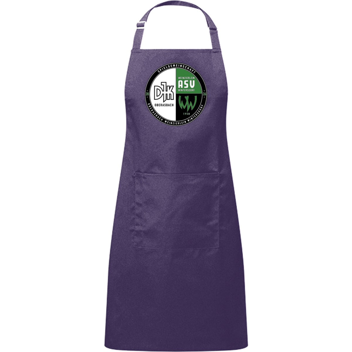 Kochschürze mit Tasche PR154 – Vereinslogo mittig groß Purple Vorderseite
