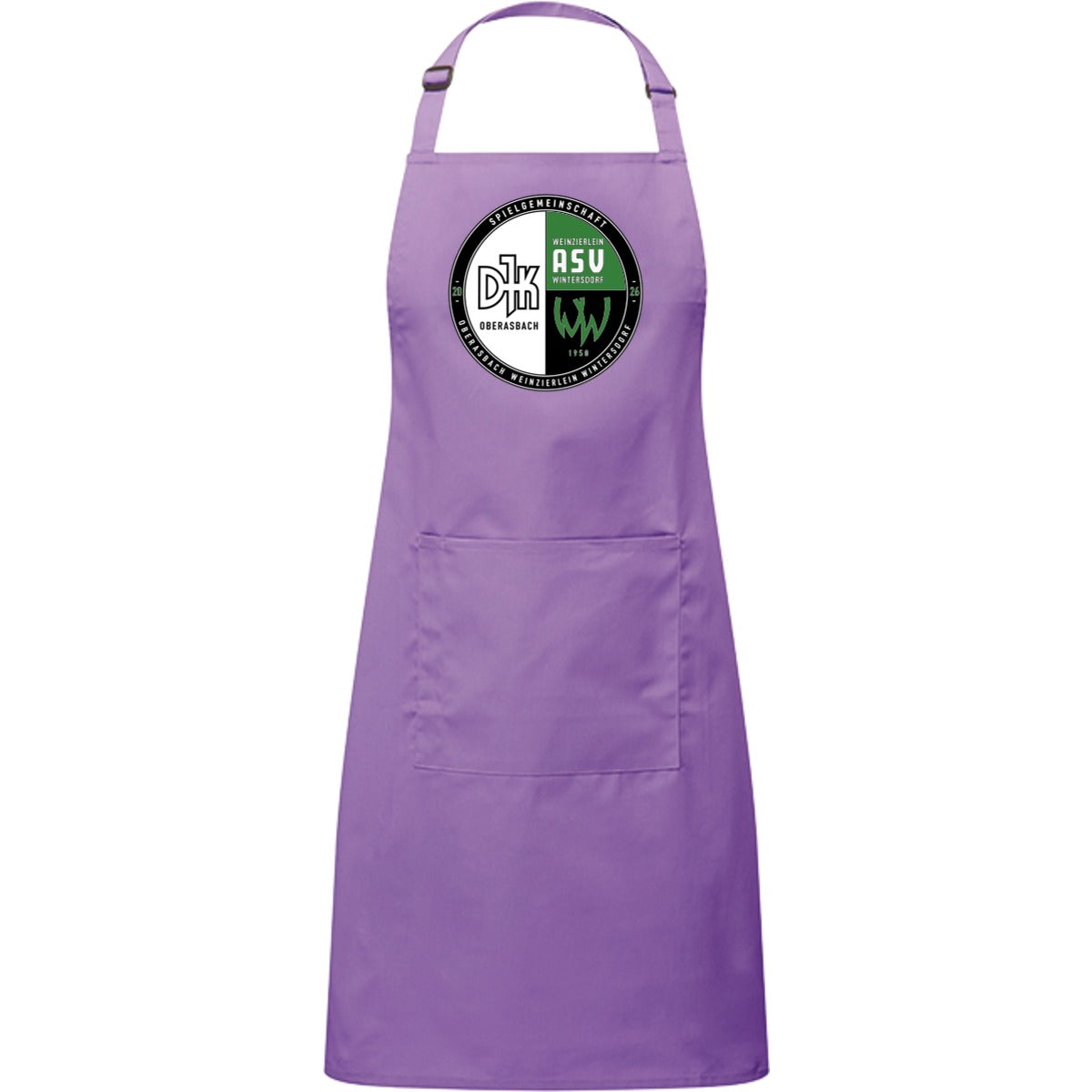 Kochschürze mit Tasche PR154 – Vereinslogo mittig groß Rich Violet Vorderseite