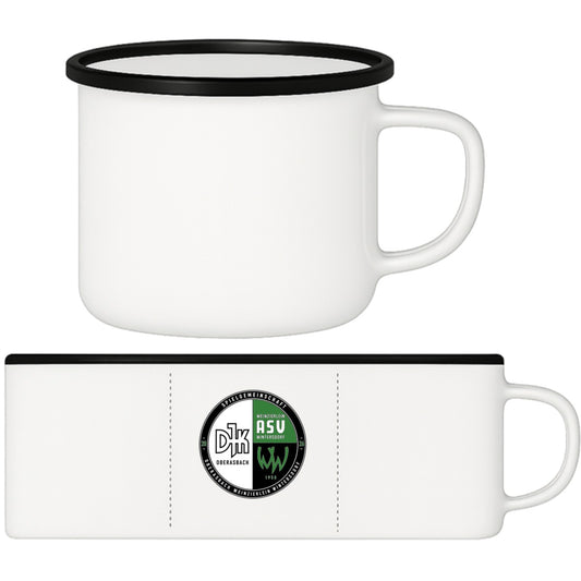 Emaille Tasse EMAILLE-12N – Vereinslogo mittig groß Schwarz Vorderseite