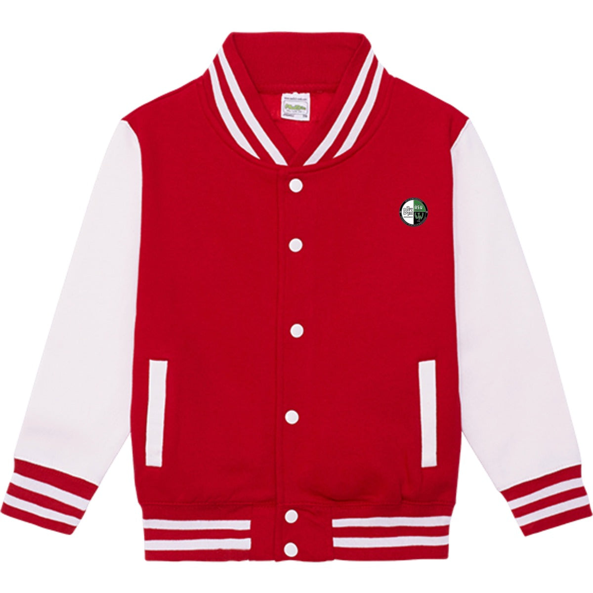 Sweat Collegejacke Kinder JH043K – Vereinslogo herzseitig Fire Red/White Vorderseite