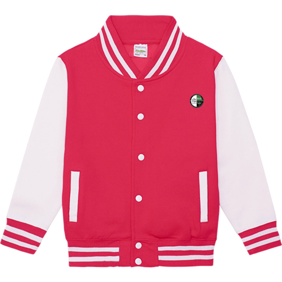 Sweat Collegejacke Kinder JH043K – Vereinslogo herzseitig Hot Pink/White Vorderseite