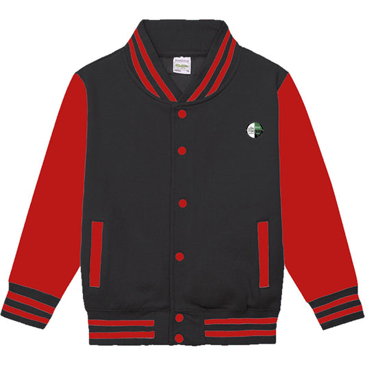 Sweat Collegejacke Kinder JH043K – Vereinslogo herzseitig Jet Black/Fire Red Vorderseite