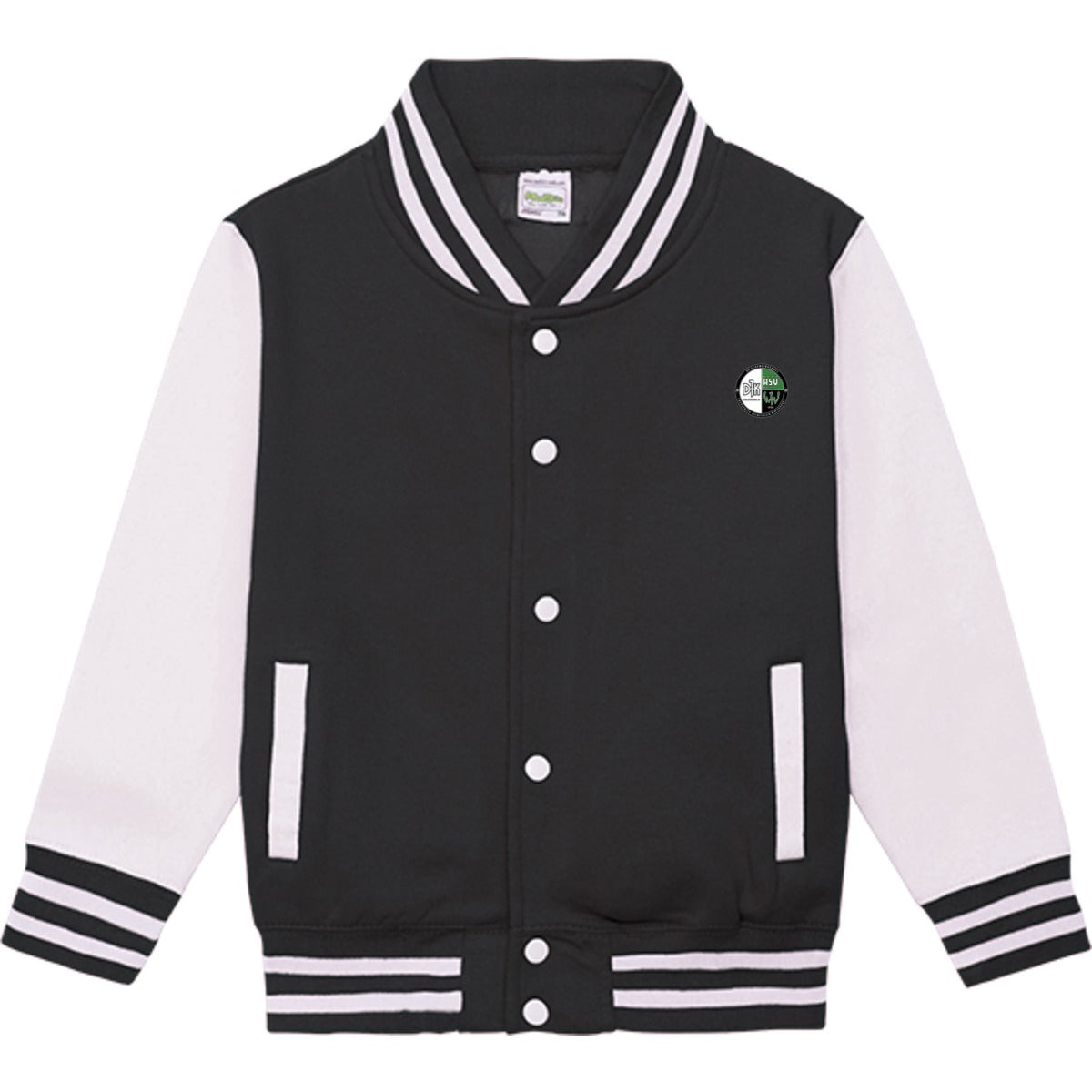 Sweat Collegejacke Kinder JH043K – Vereinslogo herzseitig Jet Black/White Vorderseite