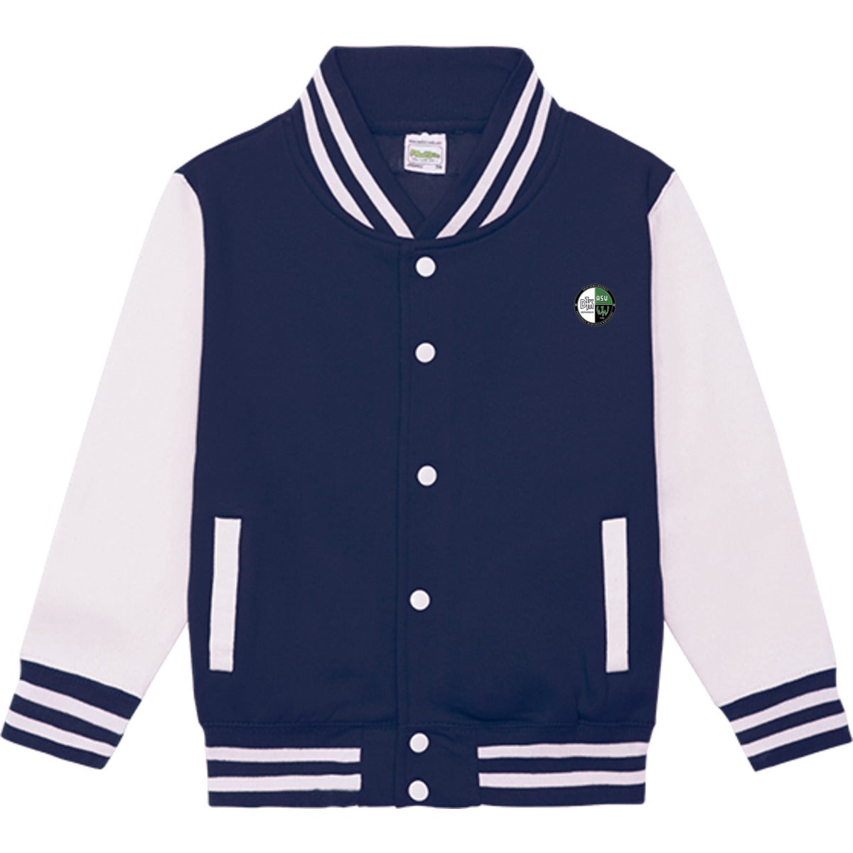 Sweat Collegejacke Kinder JH043K – Vereinslogo herzseitig Oxford Navy/White Vorderseite
