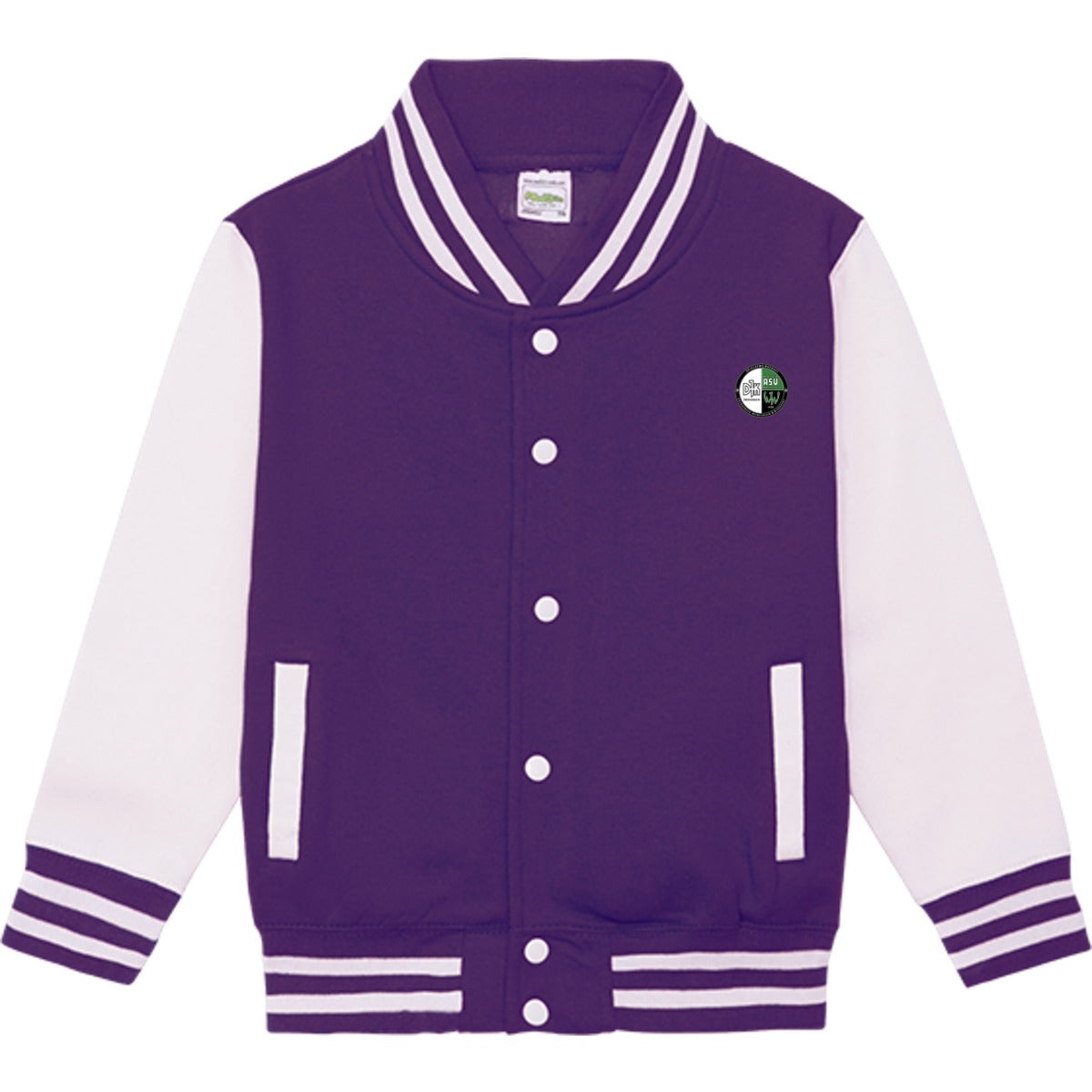 Sweat Collegejacke Kinder JH043K – Vereinslogo herzseitig Purple/White Vorderseite