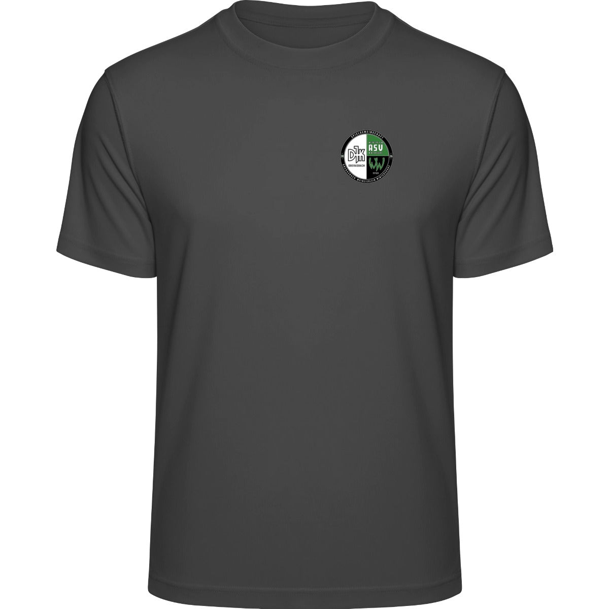 Recycled Performance T-Shirt TR501 – Vereinslogo herzseitig Black Melange Vorderseite