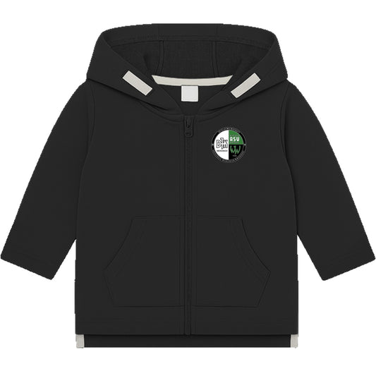 Baby Zipped Hoodie BZ32 – Vereinslogo herzseitig Black Vorderseite