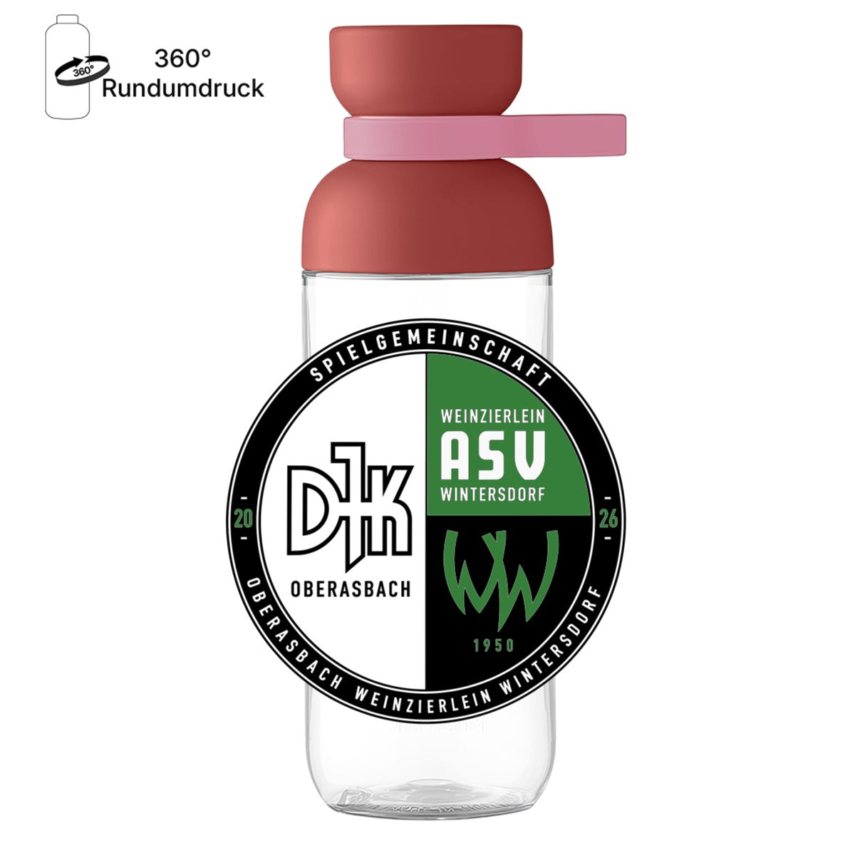 Trinkflasche Vita Mepal TF01 – Vereinslogo mittig groß Vivid Mauve Vorderseite