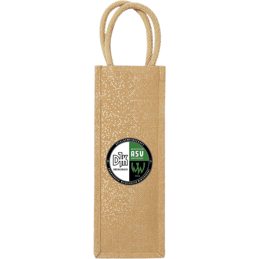 Gold Glänzende Jutetasche Shimmer Jute Bottle Bag WM433 – Vereinslogo mittig groß Natural Gold Vorderseite